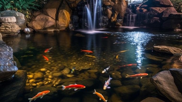 How often should you change the water in a koi pond?