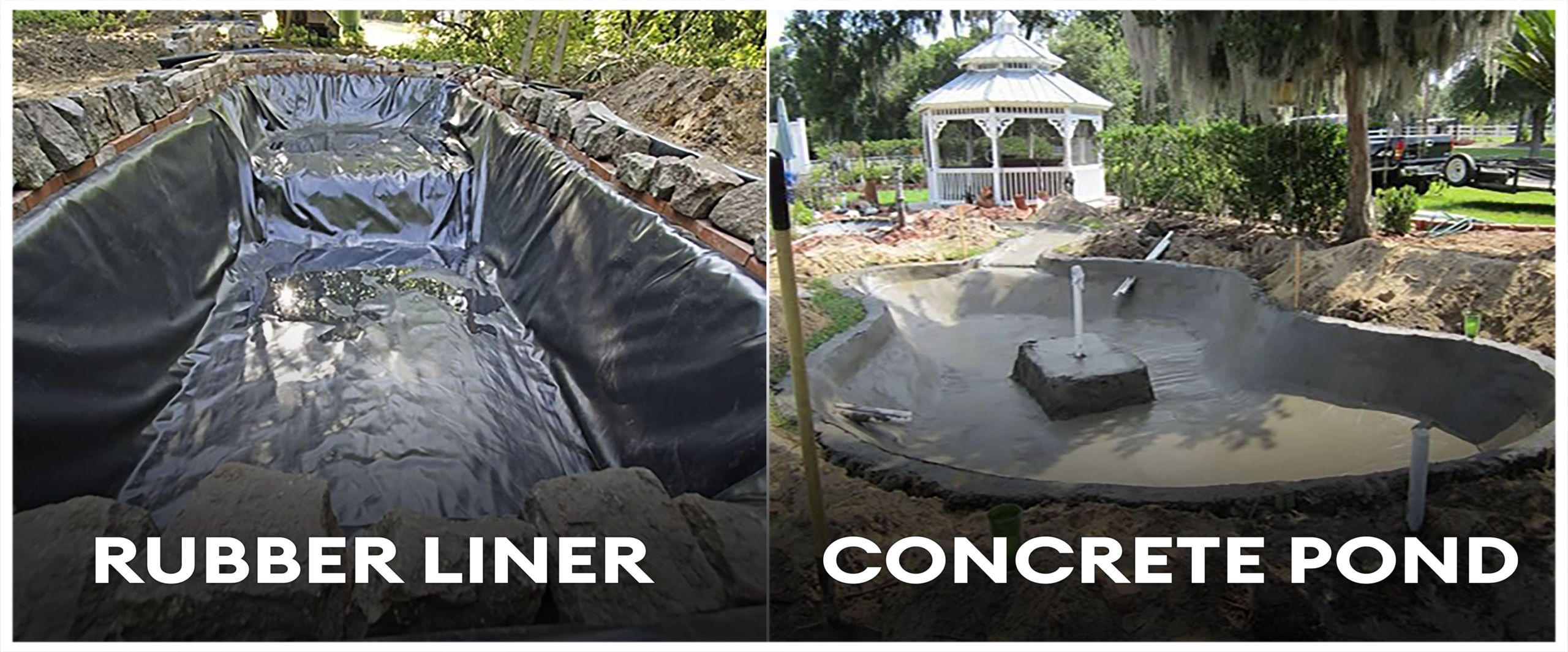 Which pond is better, a rubber liner or a concrete pond-min